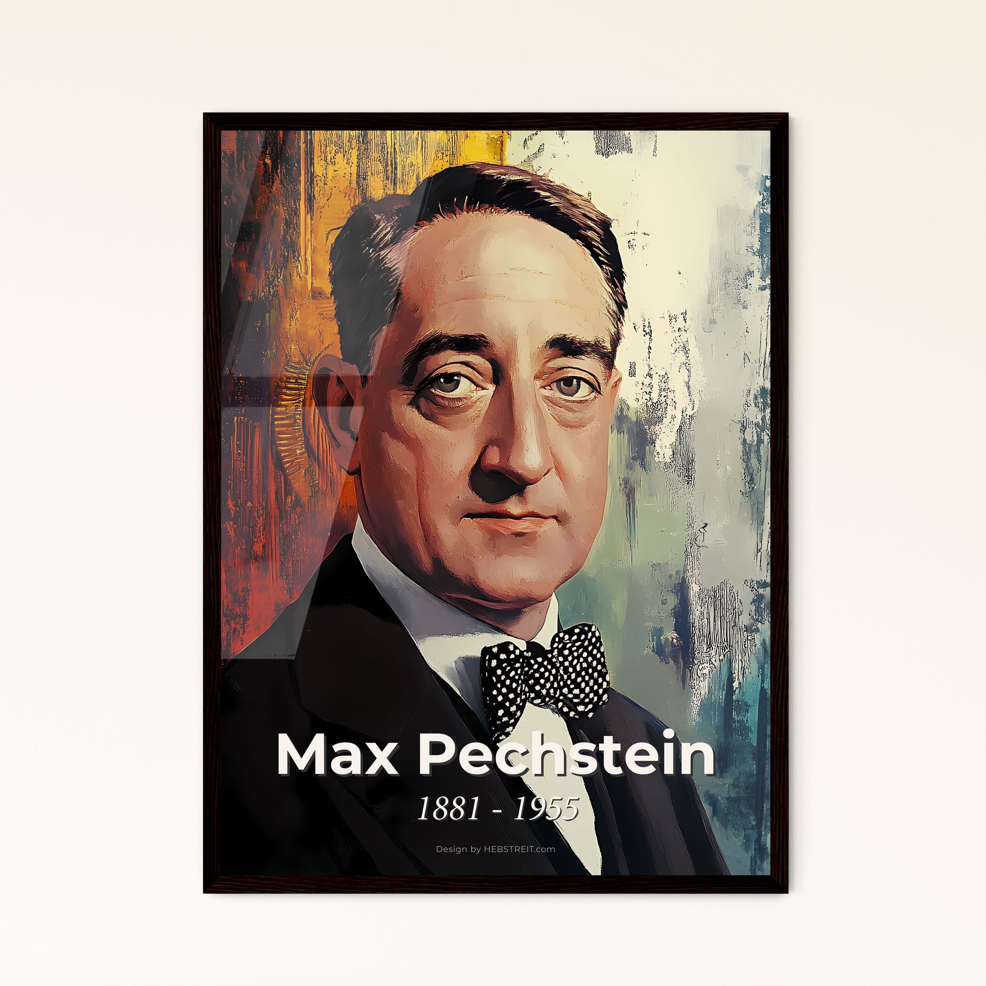 Portrait of Max Pechstein, 1881 - 1955. Impressionistic painting of a man in a suit and bow tie.