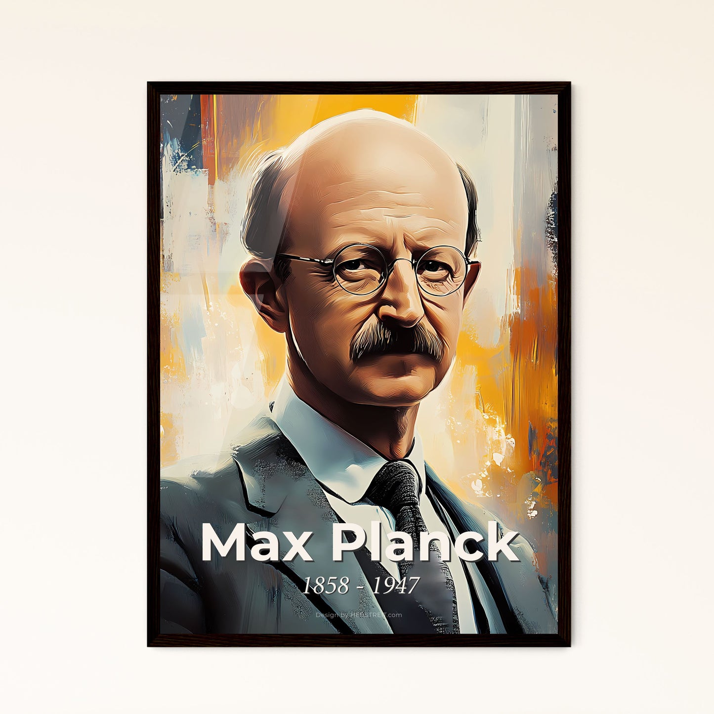 Portrait of Max Planck, 1858 - 1947. Impressionistic painting of a man in a suit and tie.