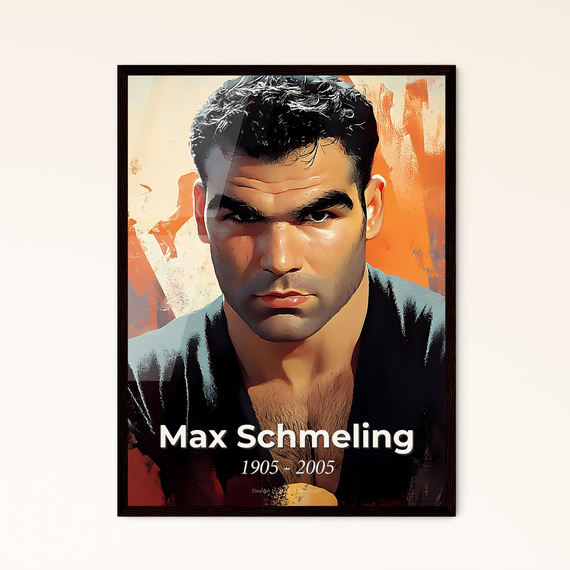 Portrait of Max Schmeling, 1905 - 2005. Impressionistic painting of a man posing for a picture.