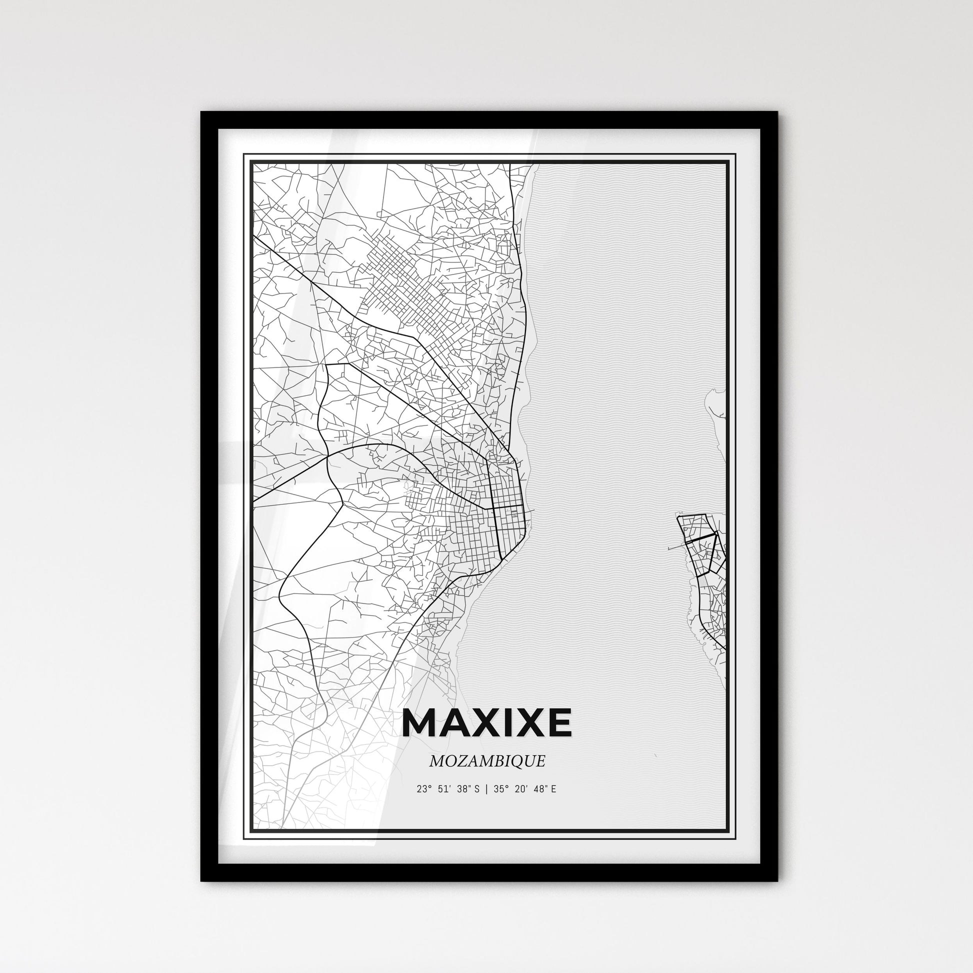 Maxixe Mozambique - Scandinavian Style City Map for Modern Home Decor