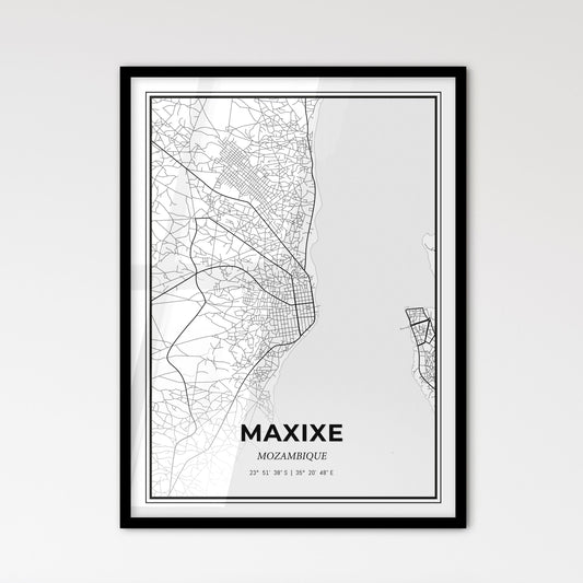 Maxixe Mozambique - Scandinavian Style City Map for Modern Home Decor