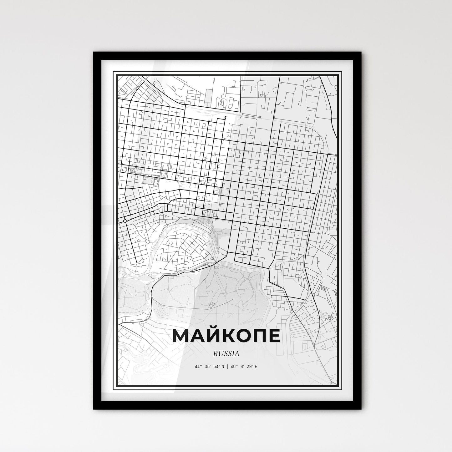 Maykop Russia - Scandinavian Style City Map for Modern Home Decor