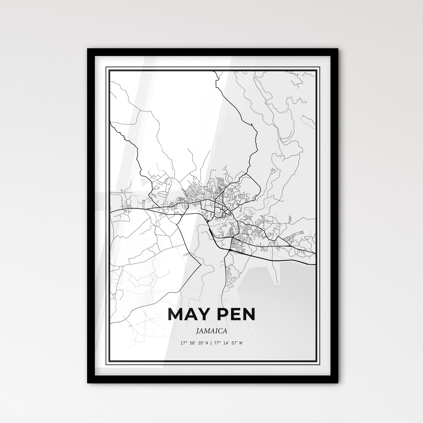 May Pen Jamaica - Scandinavian Style City Map for Modern Home Decor