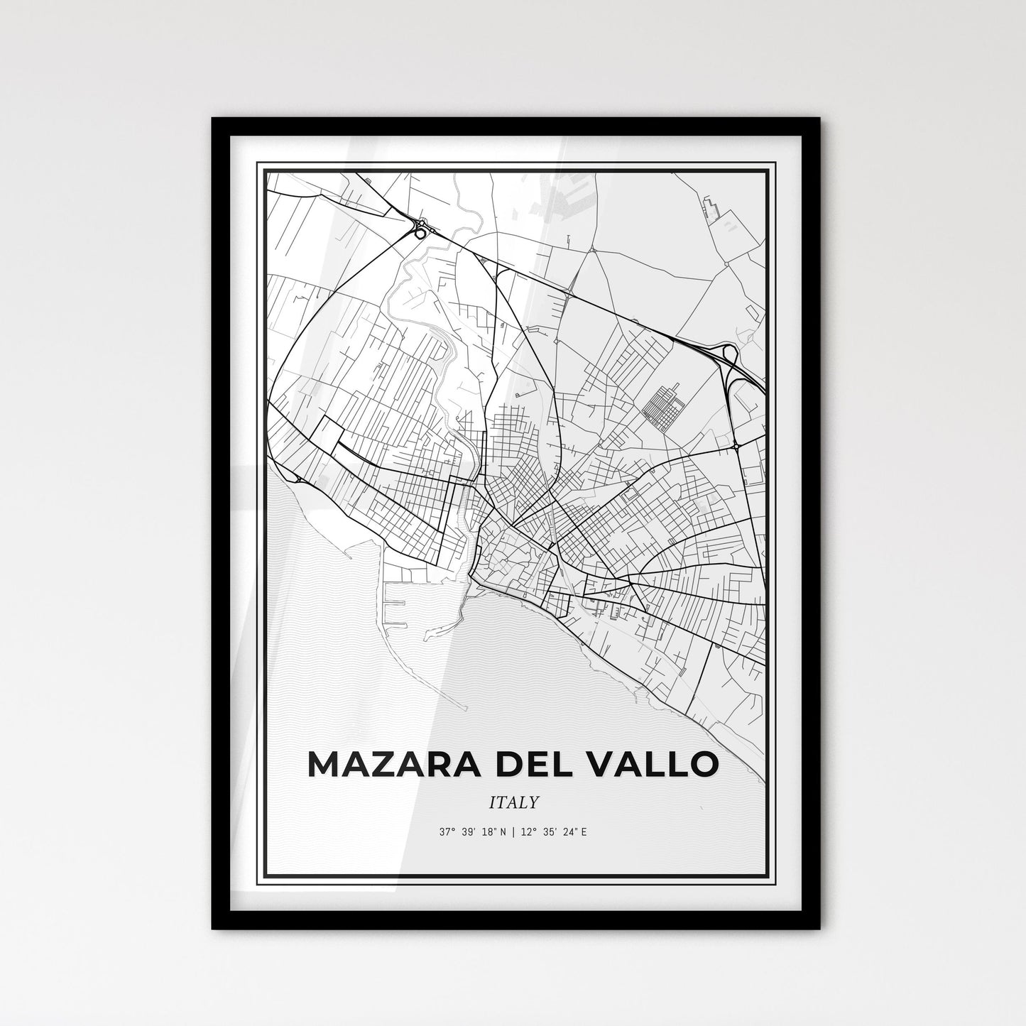 Mazara del Vallo Italy - Scandinavian Style City Map for Modern Home Decor