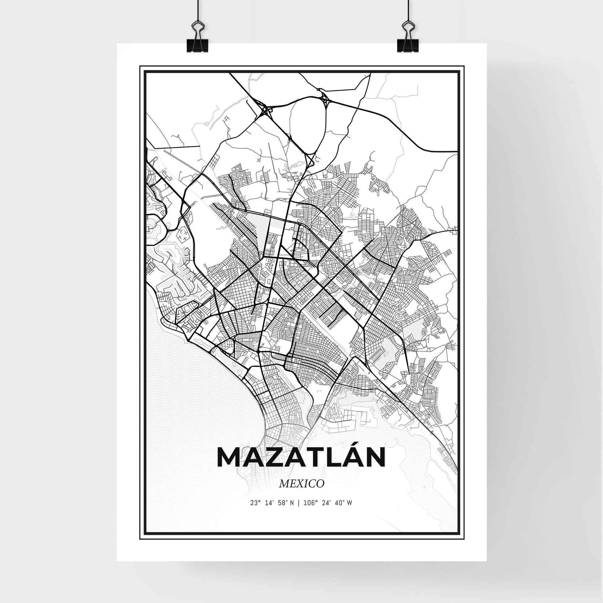 Mazatlán Mexico - Premium City Map Poster