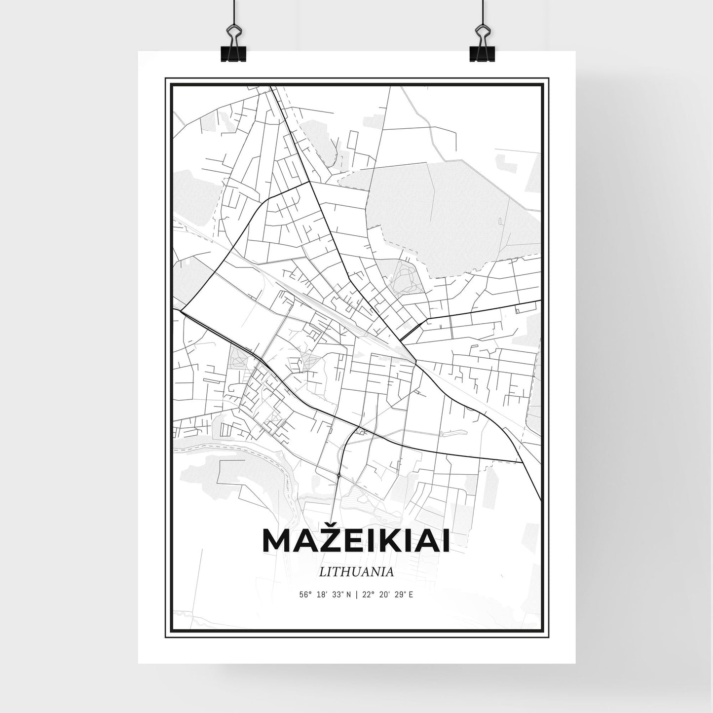 Mažeikiai Lithuania - Premium City Map Poster