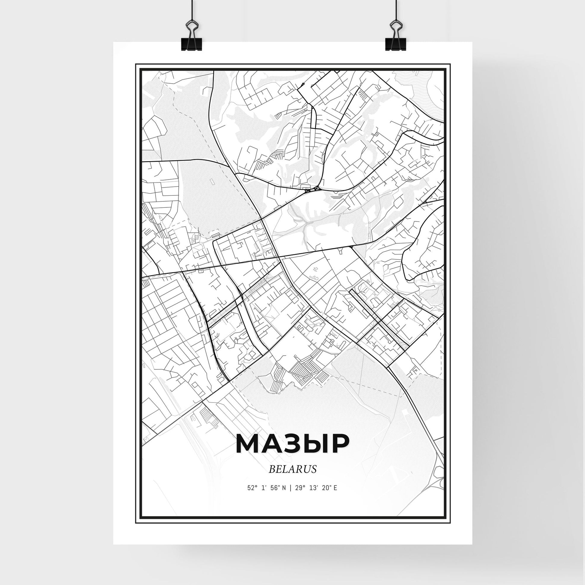 Mazyr Belarus - Premium City Map Poster