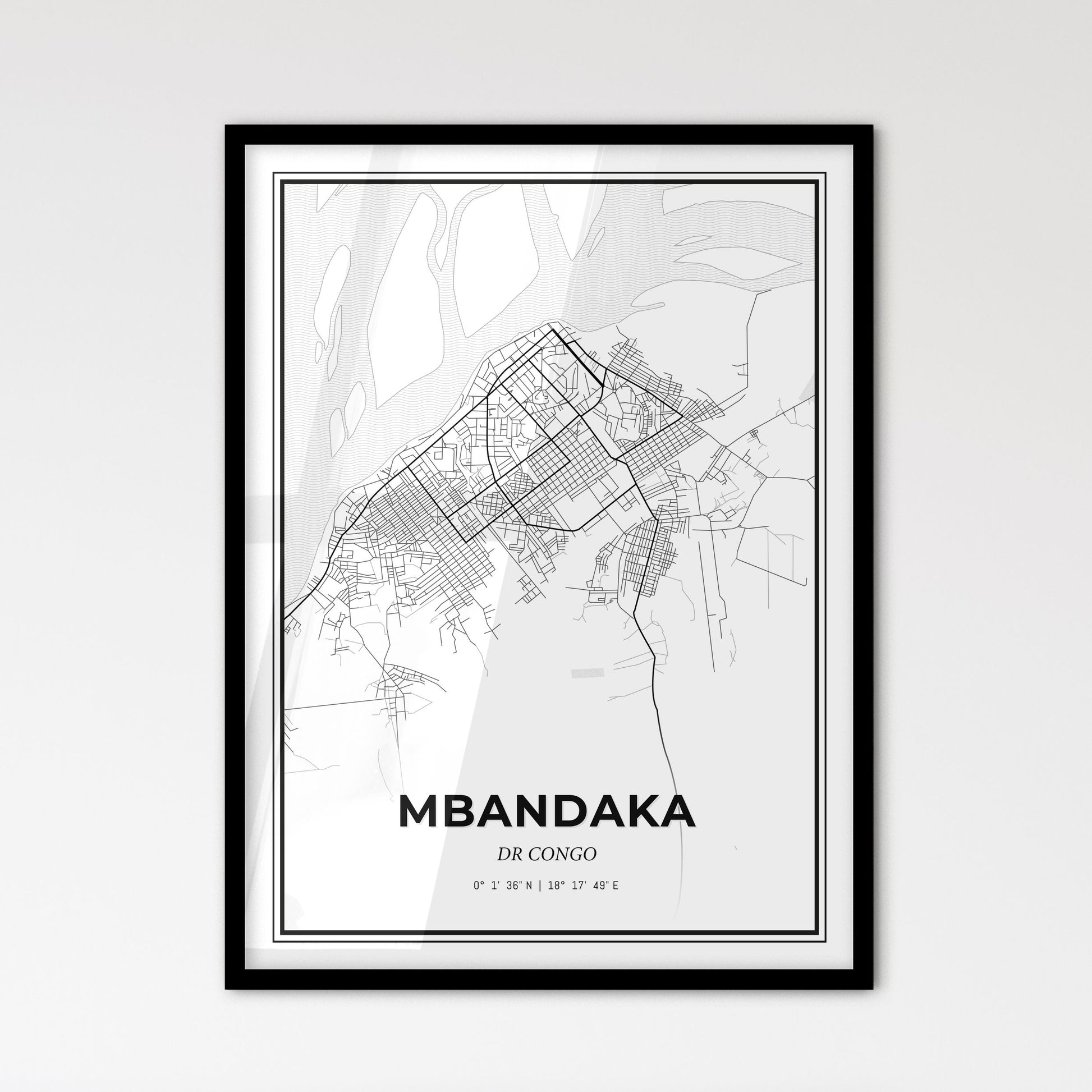 Mbandaka DR Congo - Scandinavian Style City Map for Modern Home Decor