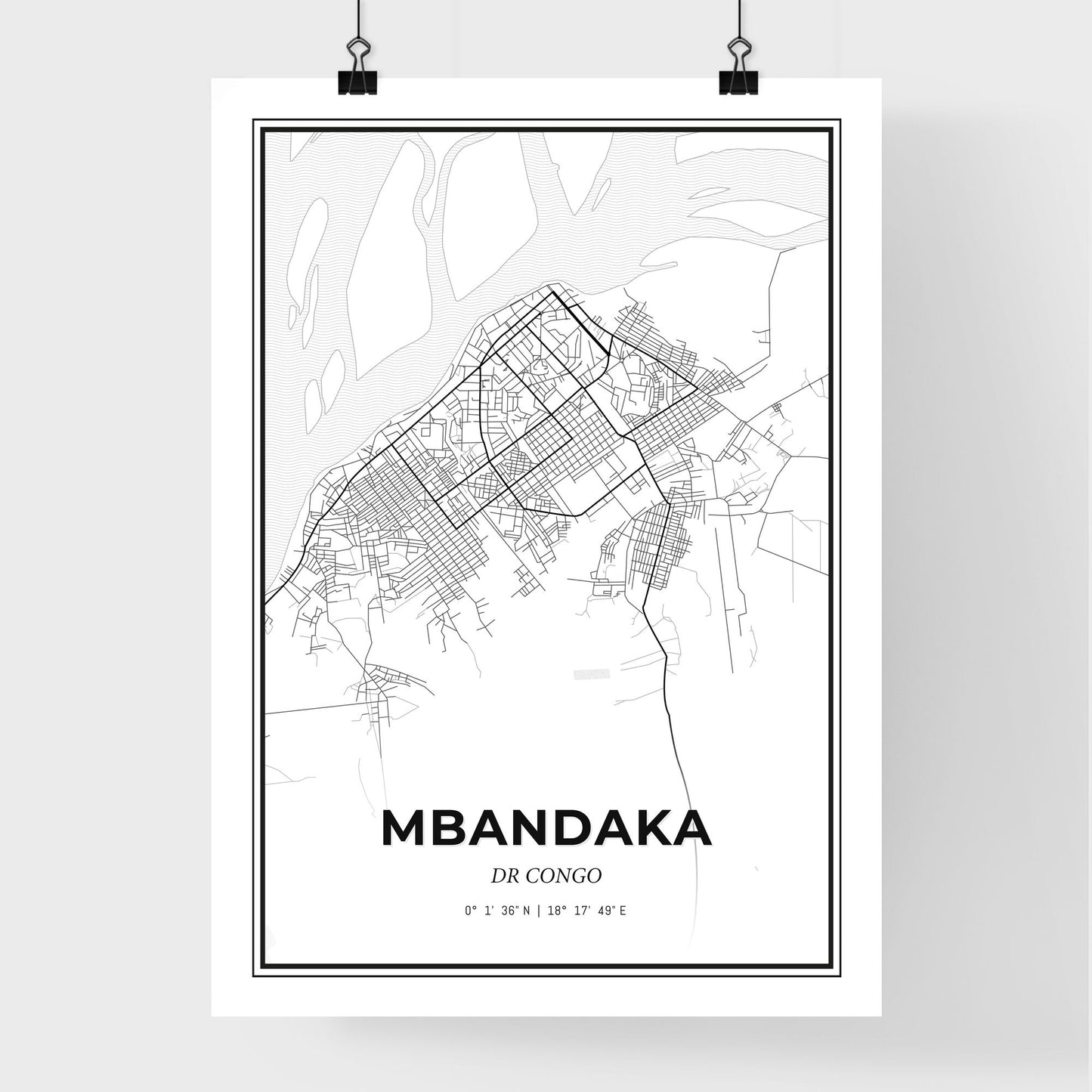 Mbandaka DR Congo - Premium City Map Poster