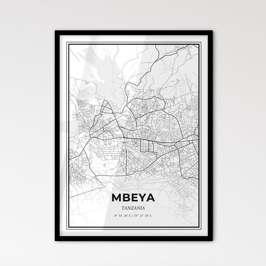 Mbeya Tanzania - Scandinavian Style City Map for Modern Home Decor