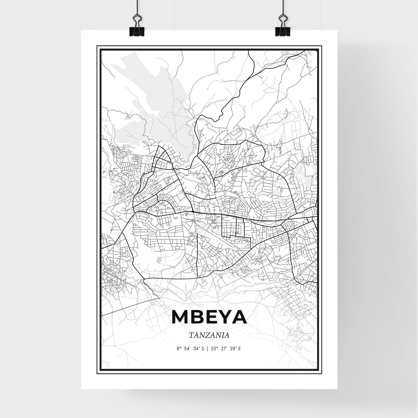 Mbeya Tanzania - Premium City Map Poster