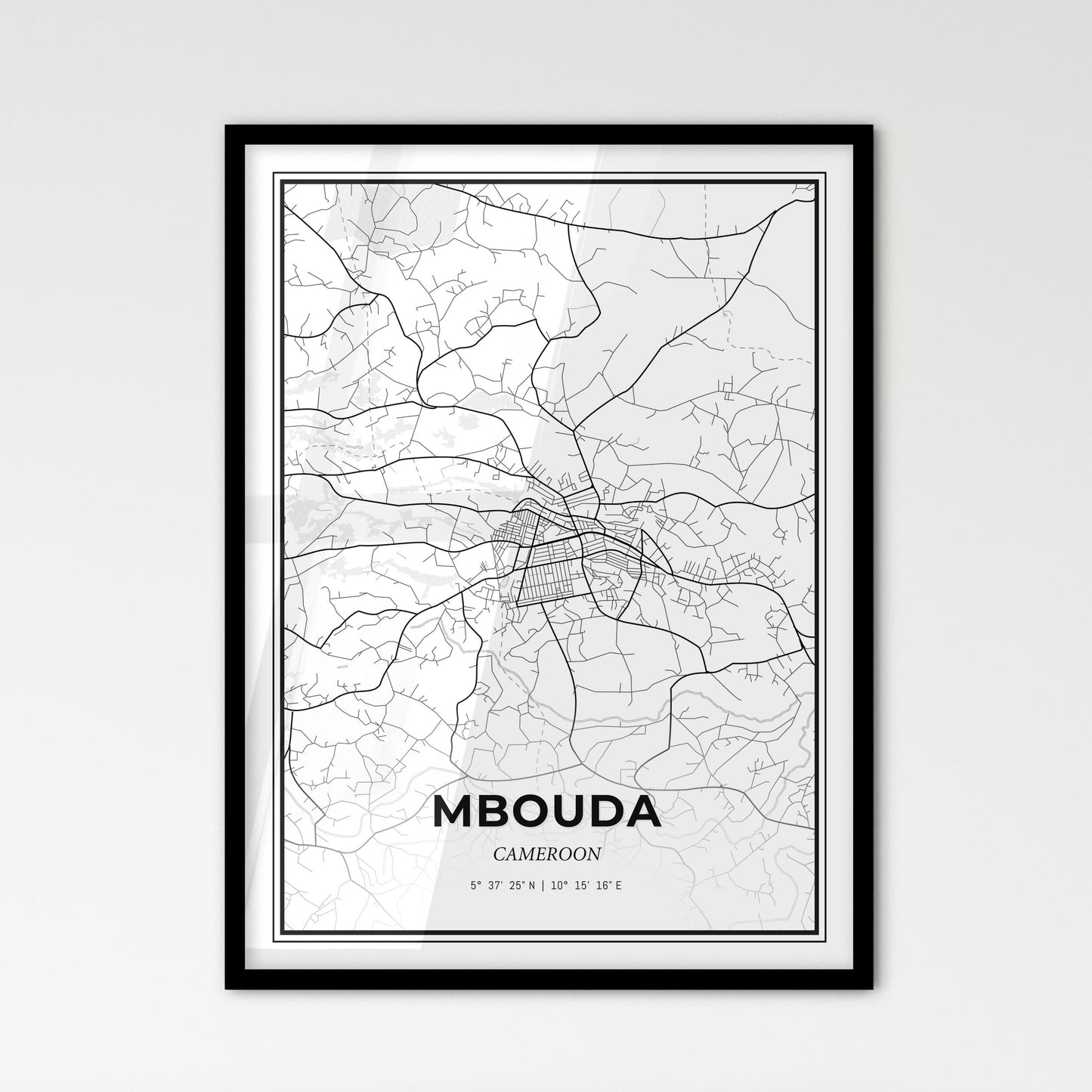 Mbouda Cameroon - Scandinavian Style City Map for Modern Home Decor