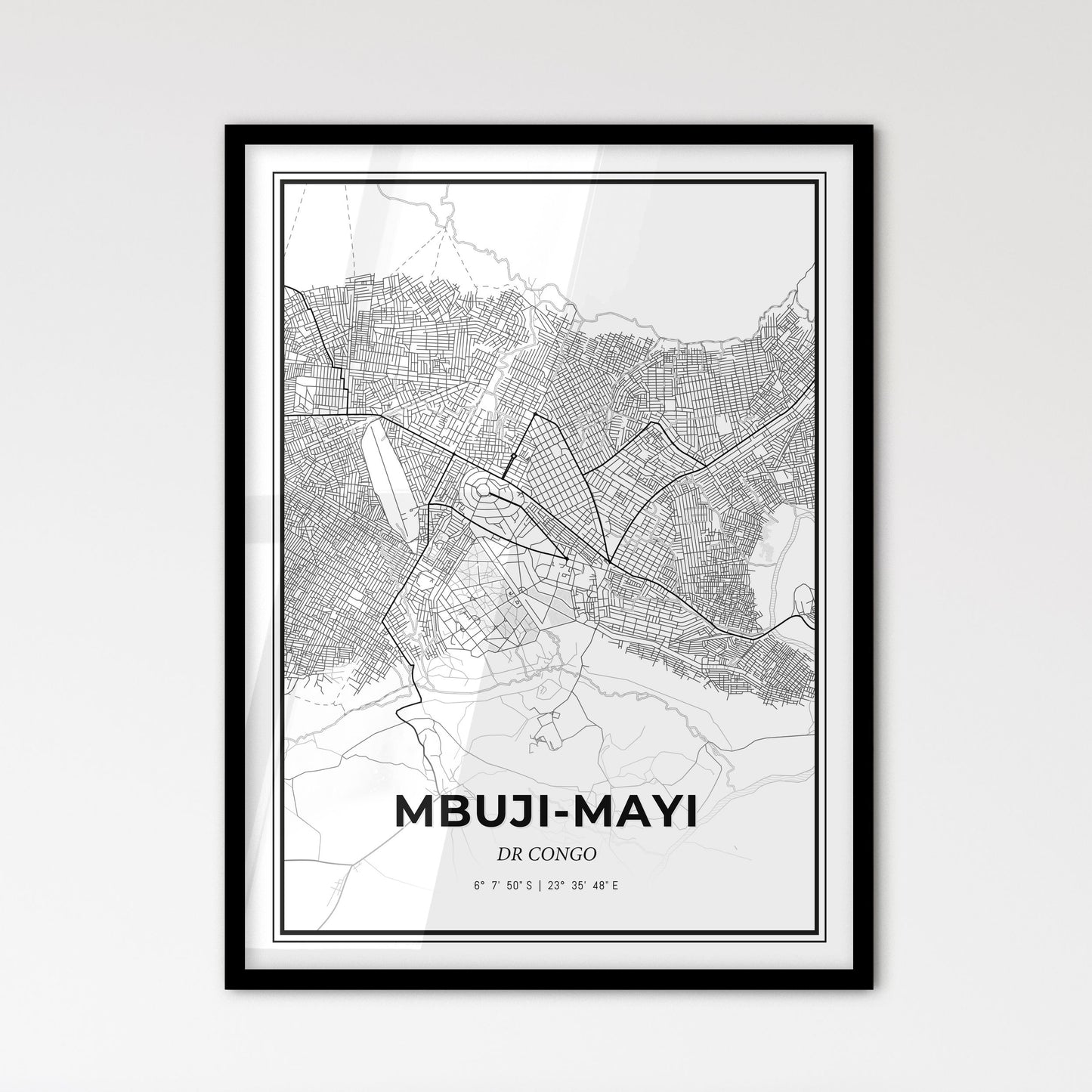 Mbuji-Mayi DR Congo - Scandinavian Style City Map for Modern Home Decor