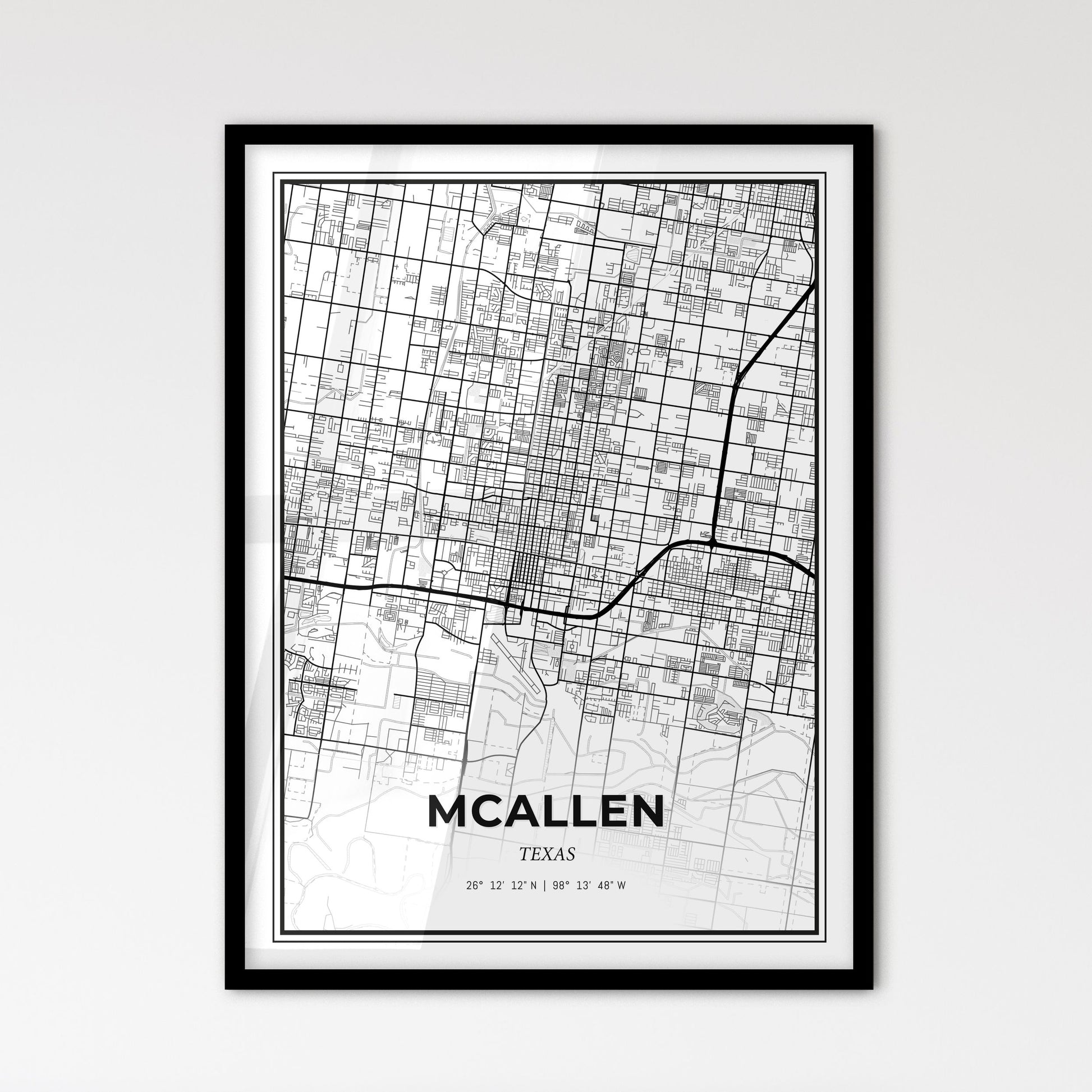 McAllen Texas - Scandinavian Style City Map for Modern Home Decor