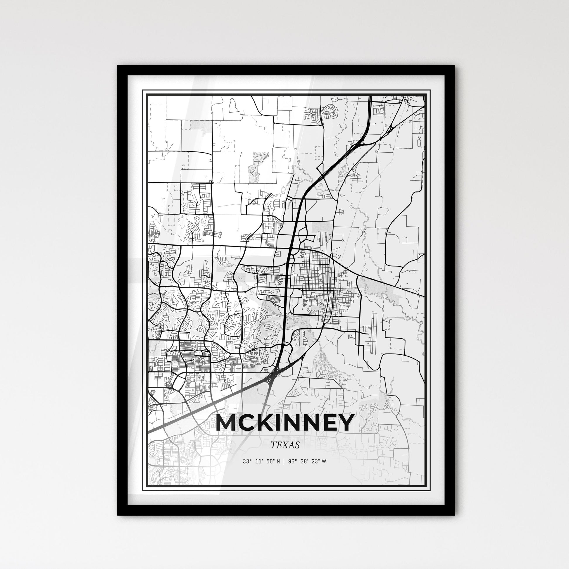 McKinney Texas - Scandinavian Style City Map for Modern Home Decor