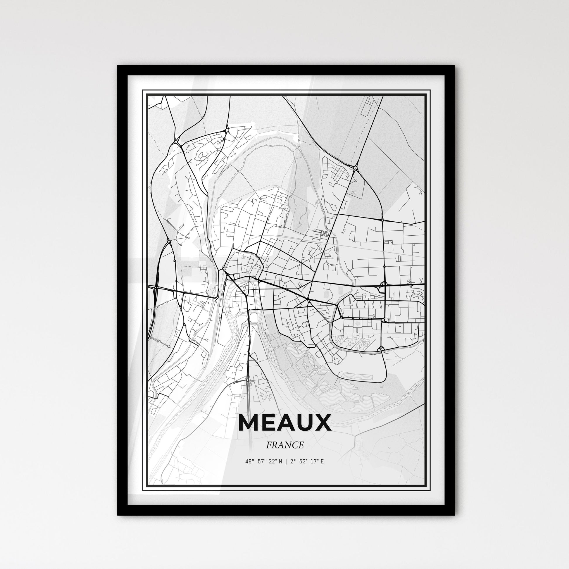 Meaux France - Scandinavian Style City Map for Modern Home Decor