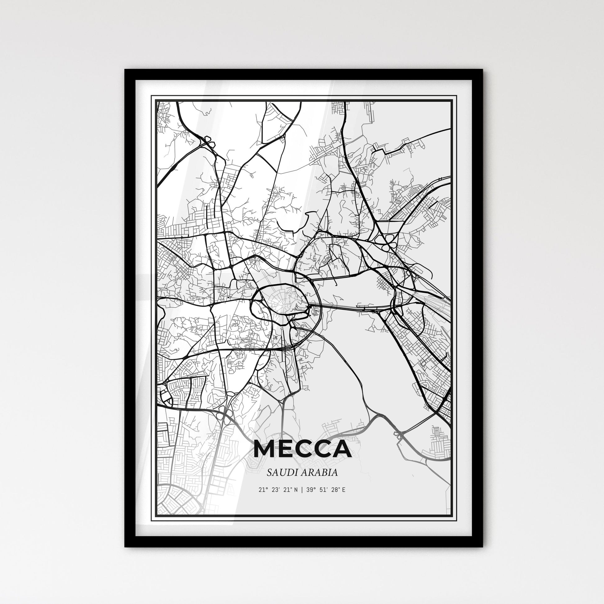 Mecca Saudi Arabia - Scandinavian Style City Map for Modern Home Decor