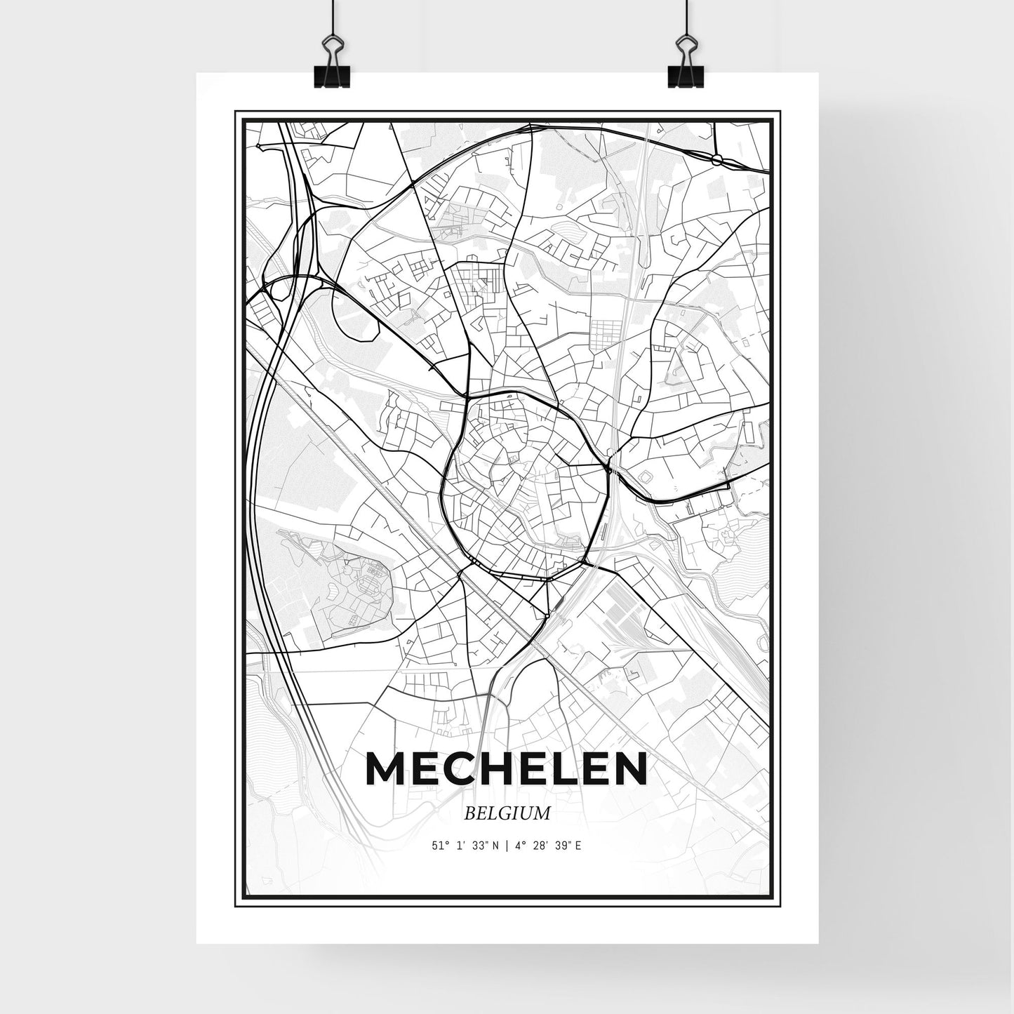 Mechelen  Belgium - Premium City Map Poster