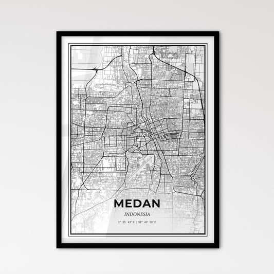 Medan Indonesia - Scandinavian Style City Map for Modern Home Decor