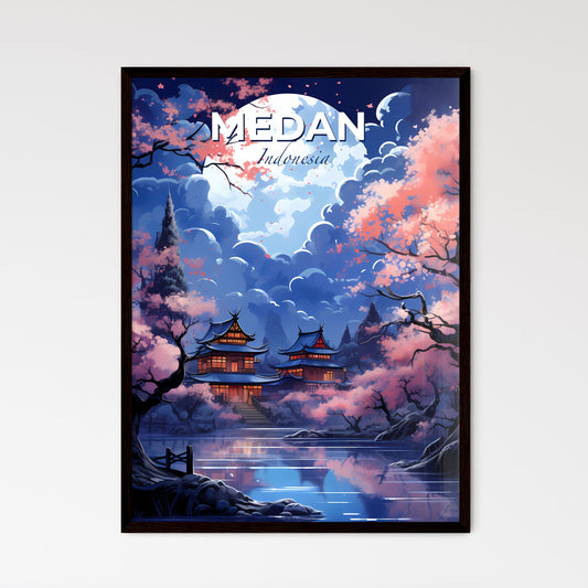 Vibrant Artistic Painting Skyline Landscape of Medan with Buildings, Trees, and Lake Default Title