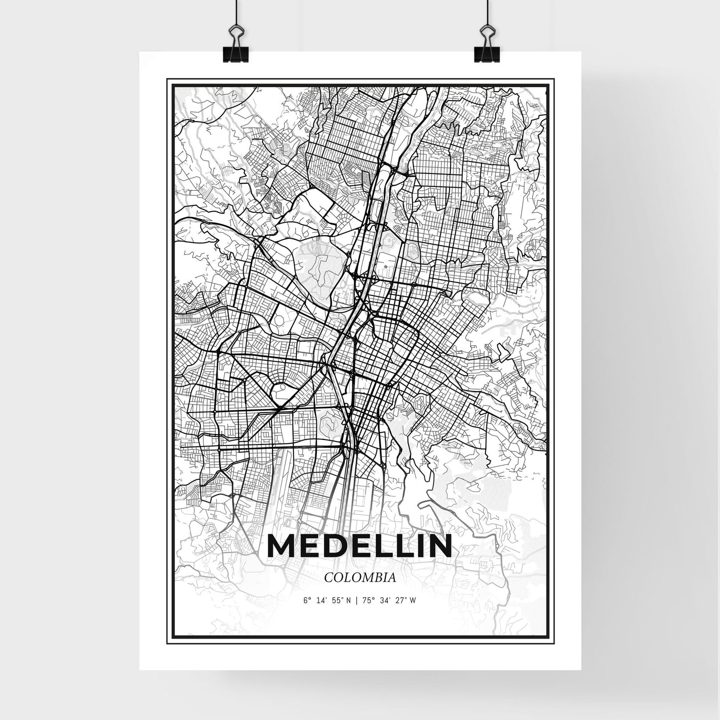 Medellin Colombia - Premium City Map Poster