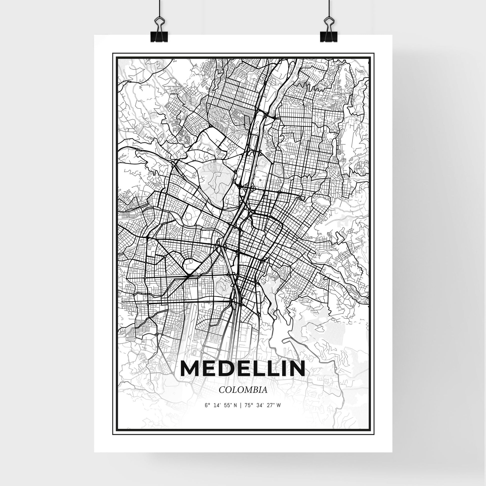 Medellin Colombia - Premium City Map Poster