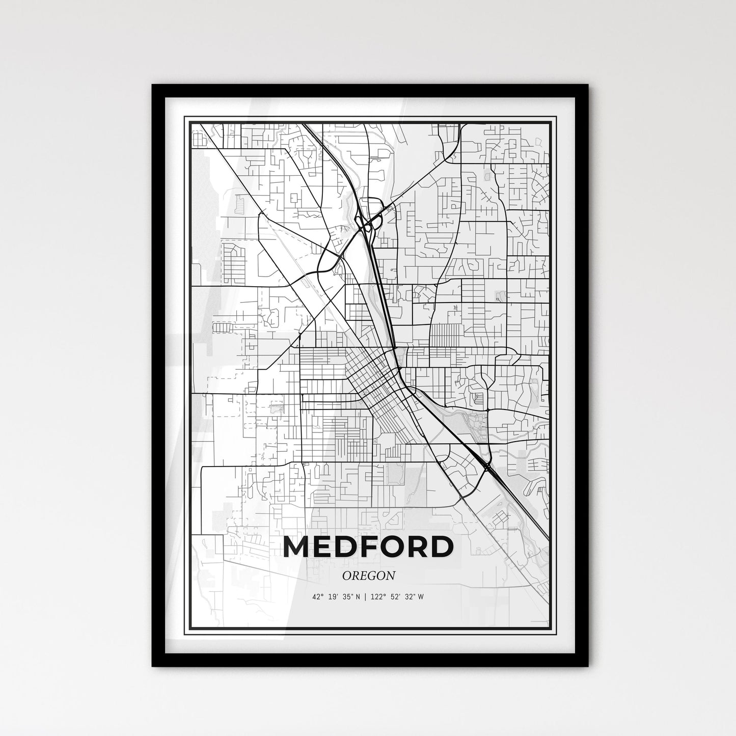 Medford Oregon - Scandinavian Style City Map for Modern Home Decor