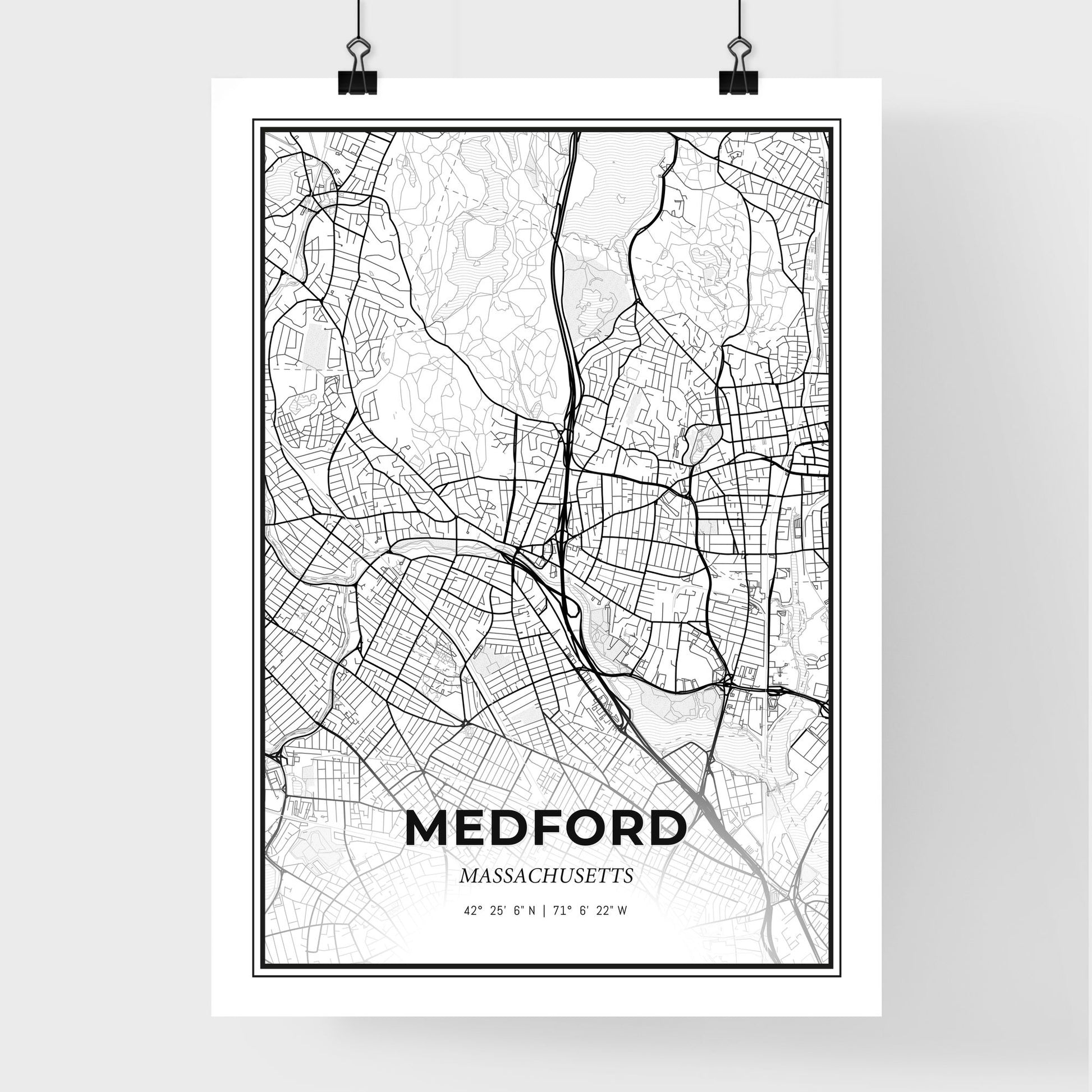 Medford Massachusetts - Premium City Map Poster