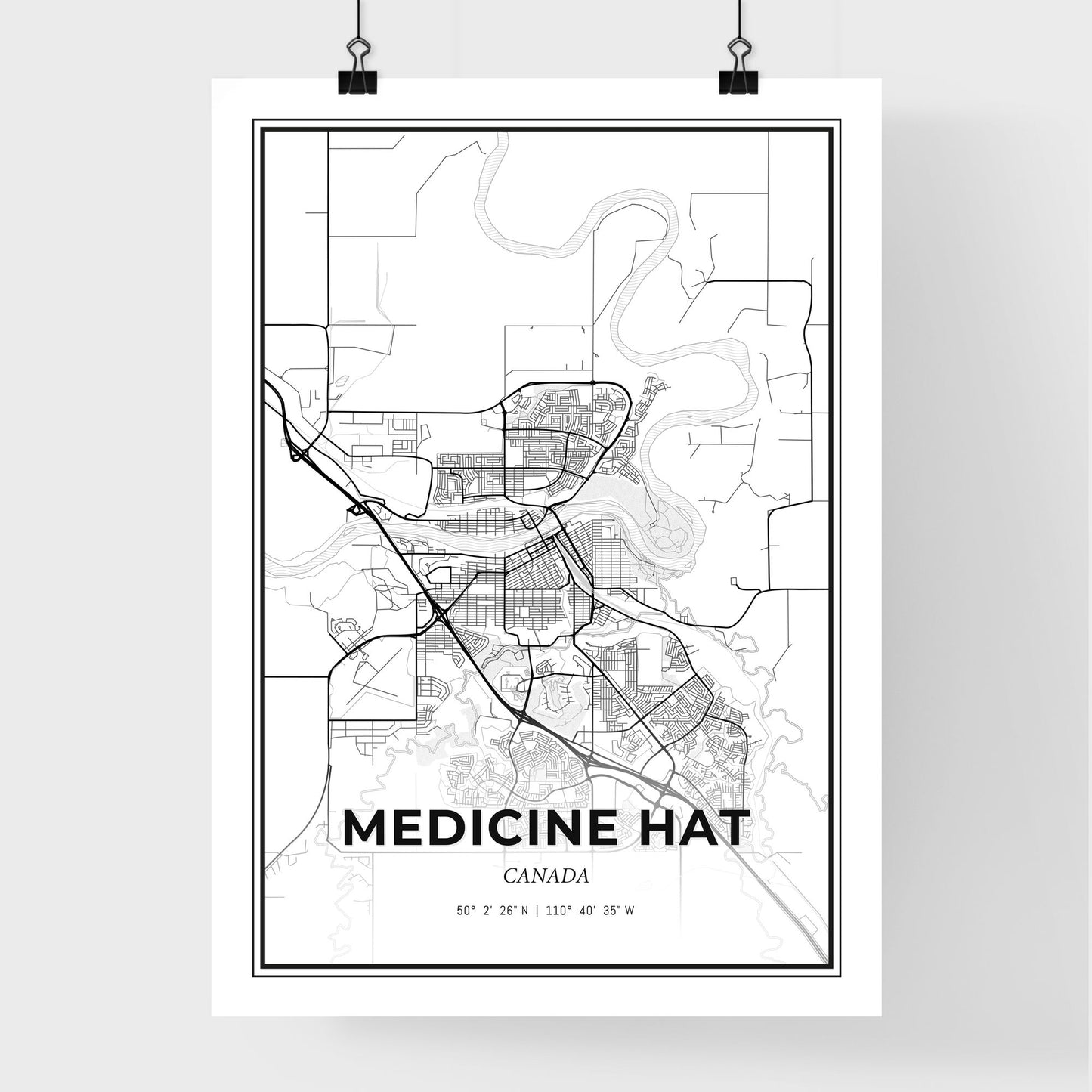 Medicine Hat Canada - Premium City Map Poster