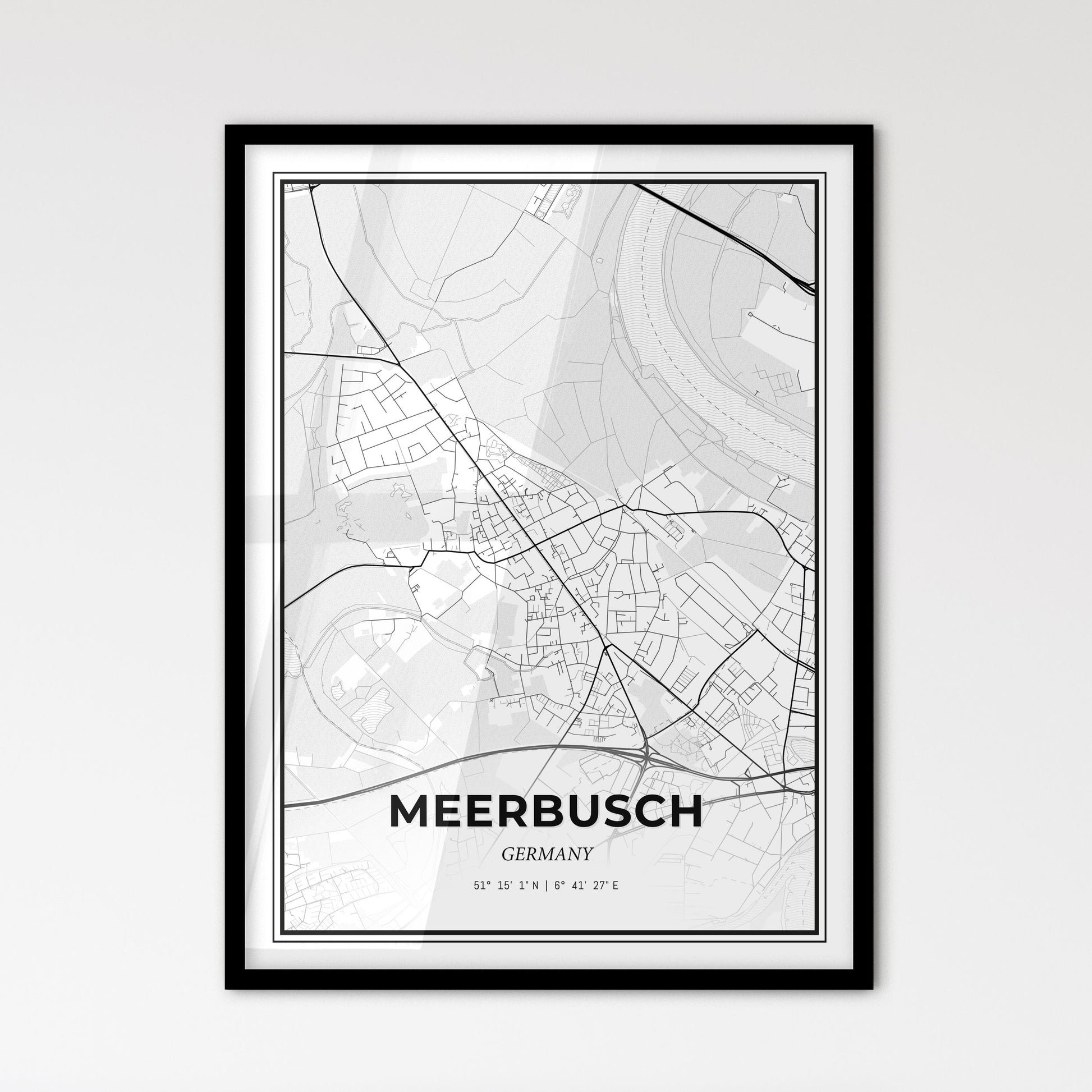 Meerbusch Germany - Scandinavian Style City Map for Modern Home Decor