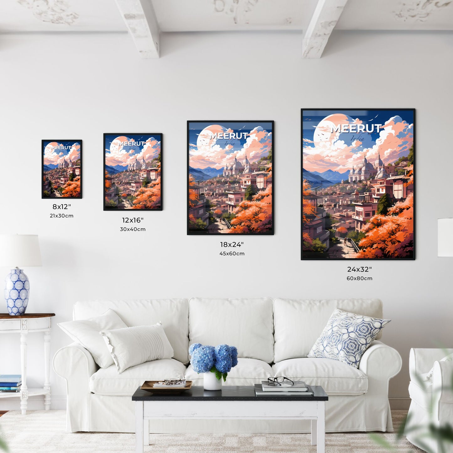 Vibrant Artistic Painting of Meerut India City Skyline with Buildings and Trees Default Title