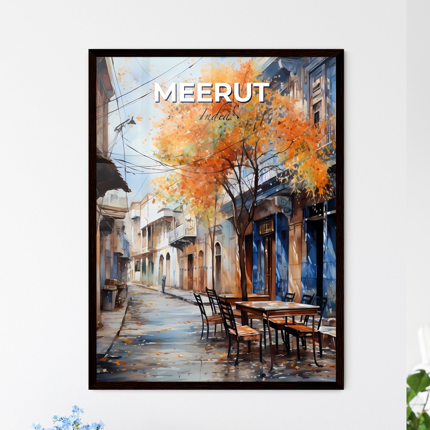 Meerut City India Skyline Street Scene Restaurant Art Painting Print Canvas Decor Travel Default Title