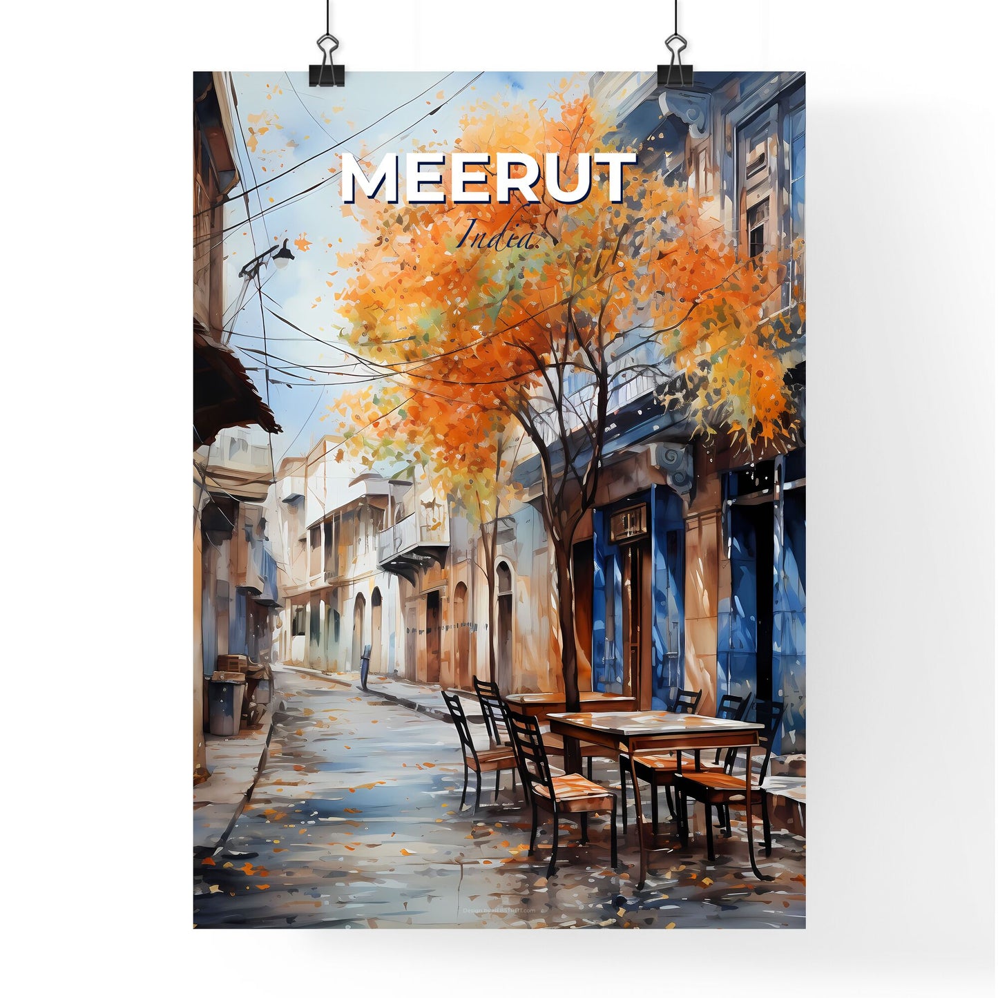 Meerut City India Skyline Street Scene Restaurant Art Painting Print Canvas Decor Travel Default Title