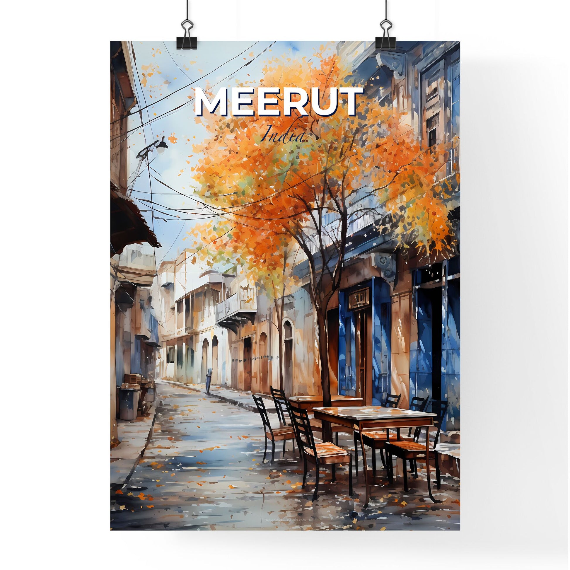 Meerut City India Skyline Street Scene Restaurant Art Painting Print Canvas Decor Travel Default Title