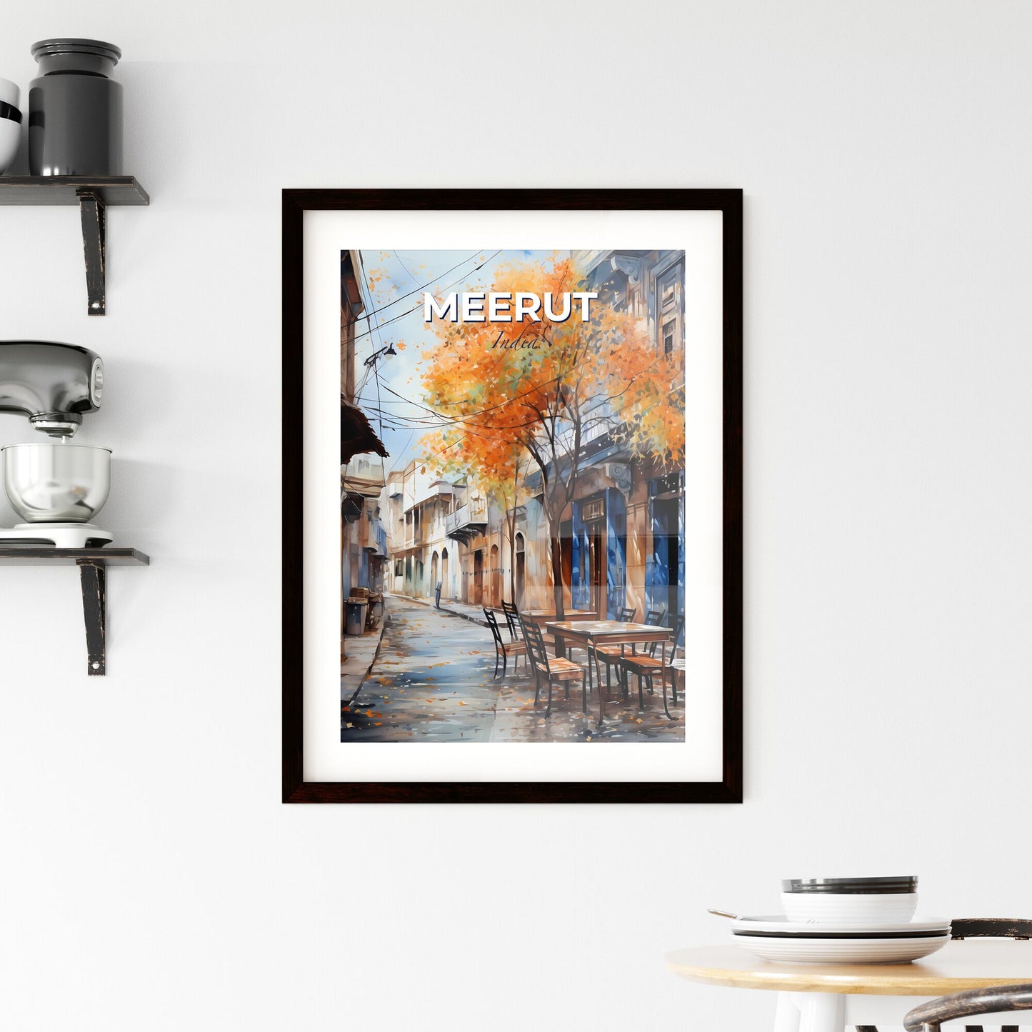 Meerut City India Skyline Street Scene Restaurant Art Painting Print Canvas Decor Travel Default Title