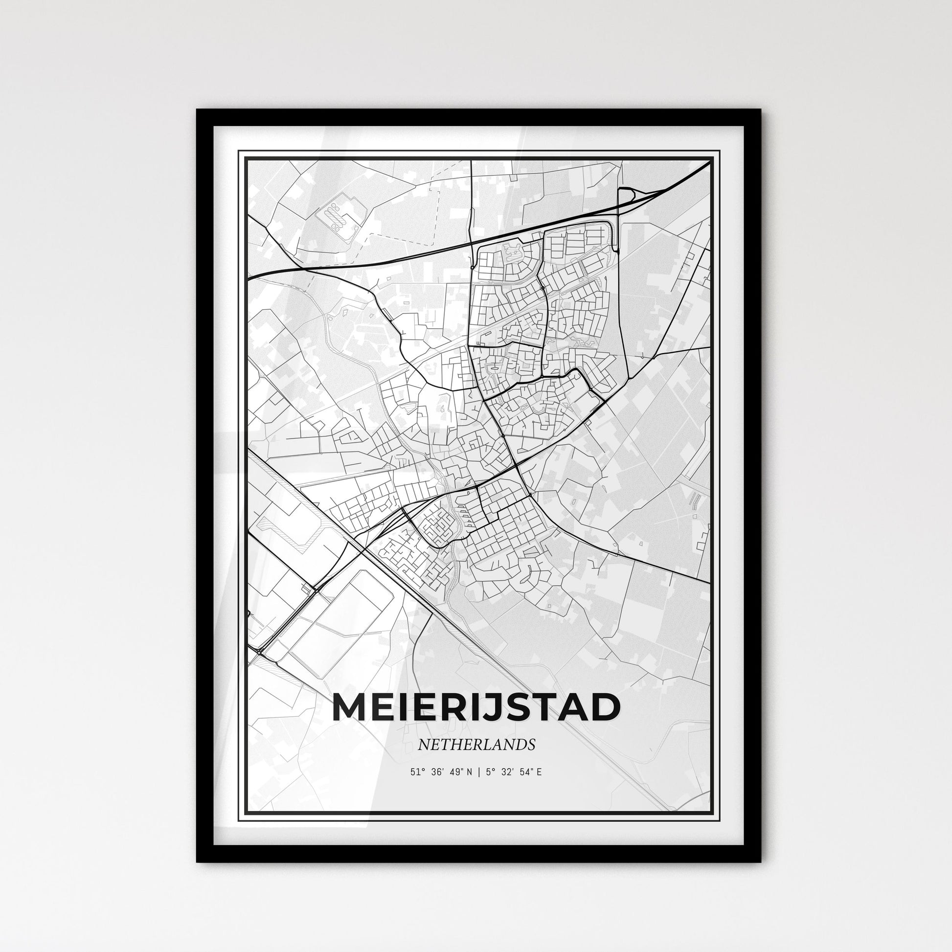  Meierijstad Netherlands - Scandinavian Style City Map for Modern Home Decor