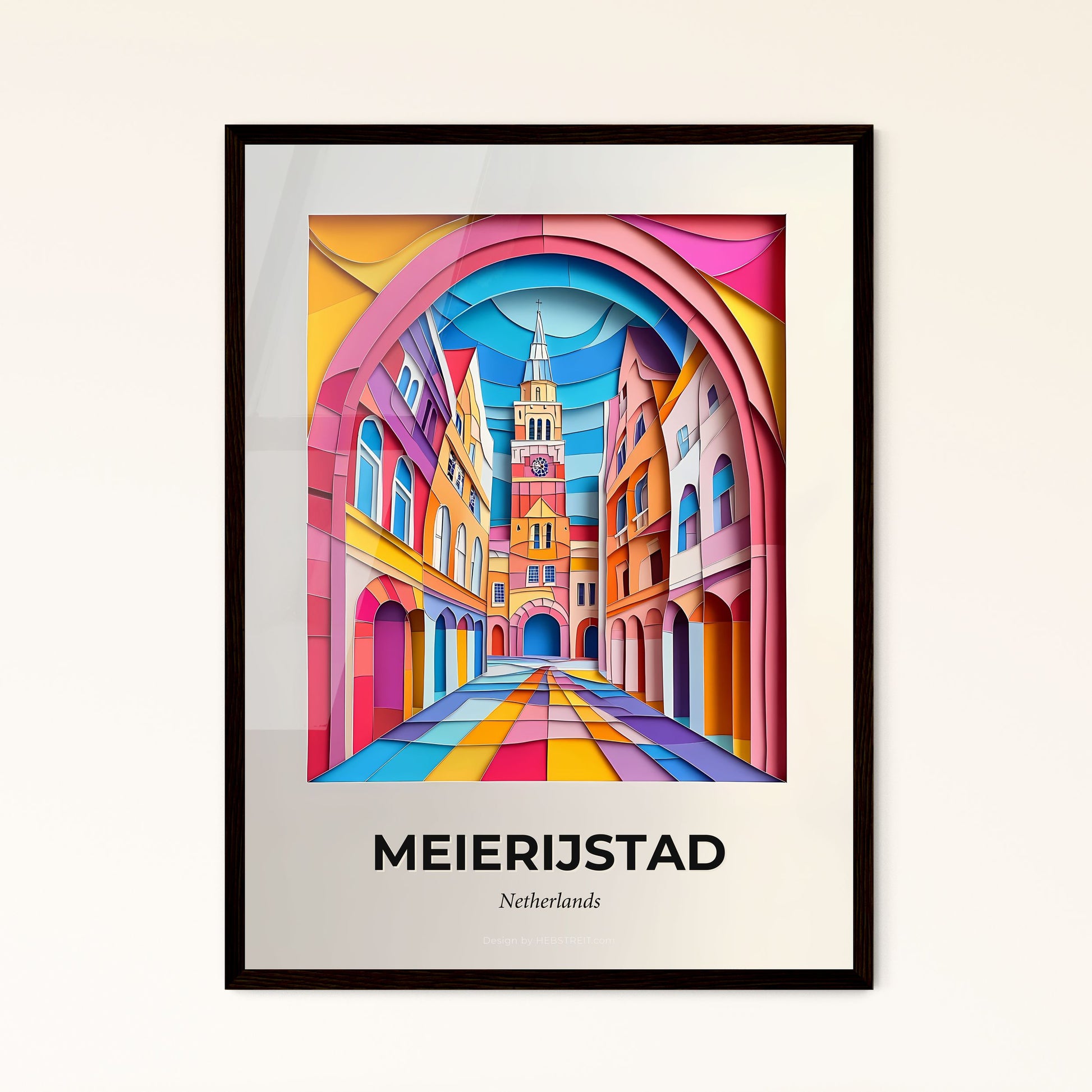 Vivid Meierijstad, Netherlands - a colorful picture of a city street with a clock tower