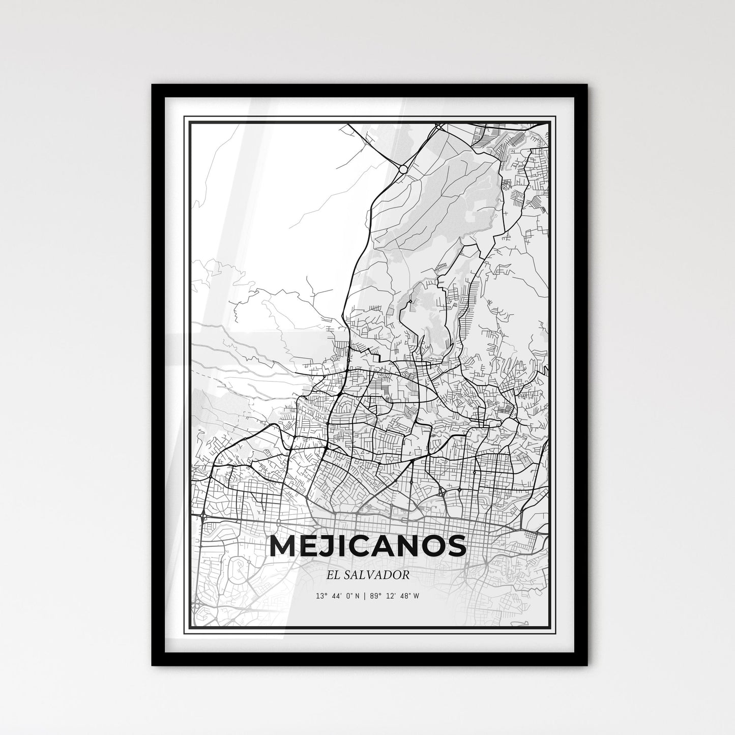 Mejicanos El Salvador - Scandinavian Style City Map for Modern Home Decor