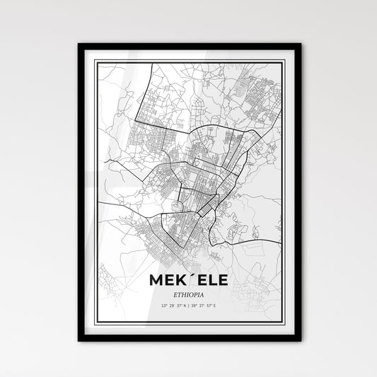 Mek´ele Ethiopia - Scandinavian Style City Map for Modern Home Decor