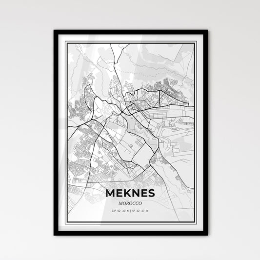 Meknes Morocco - Scandinavian Style City Map for Modern Home Decor