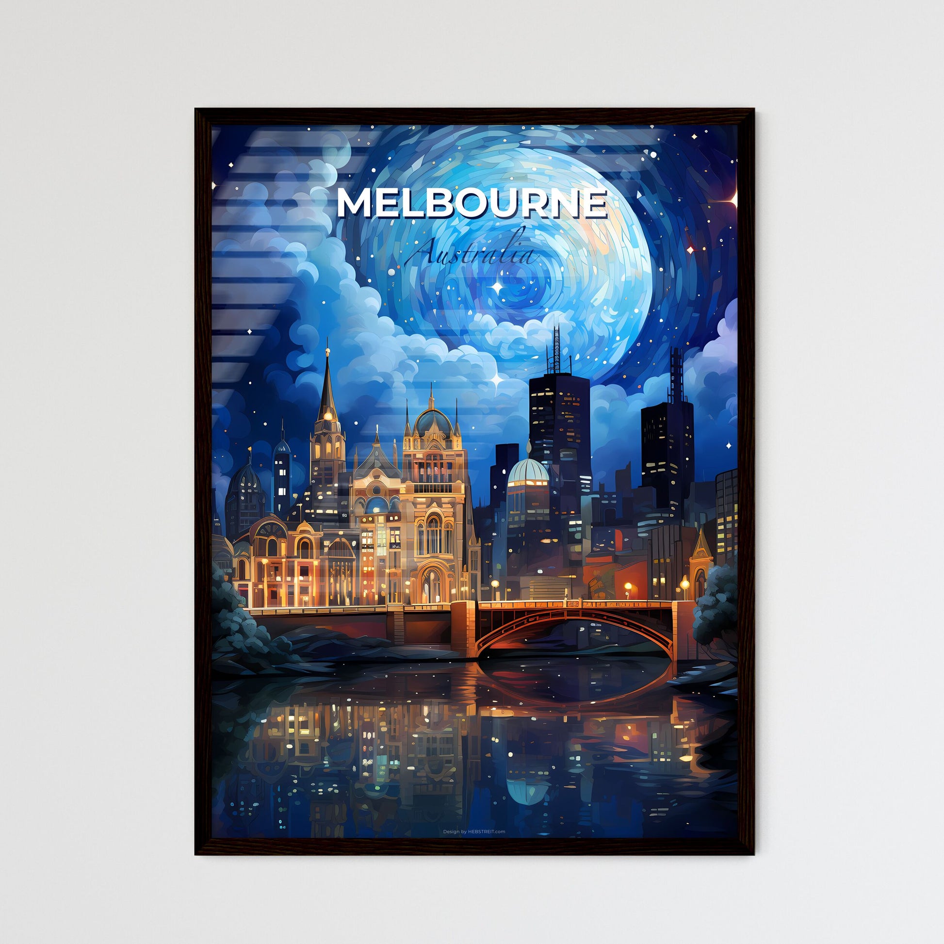 Vibrant Melbourne Cityscape: Artful Bridge and River Skyline Panorama Default Title