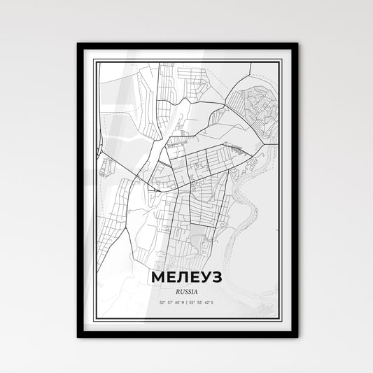 Meleuz Russia - Scandinavian Style City Map for Modern Home Decor