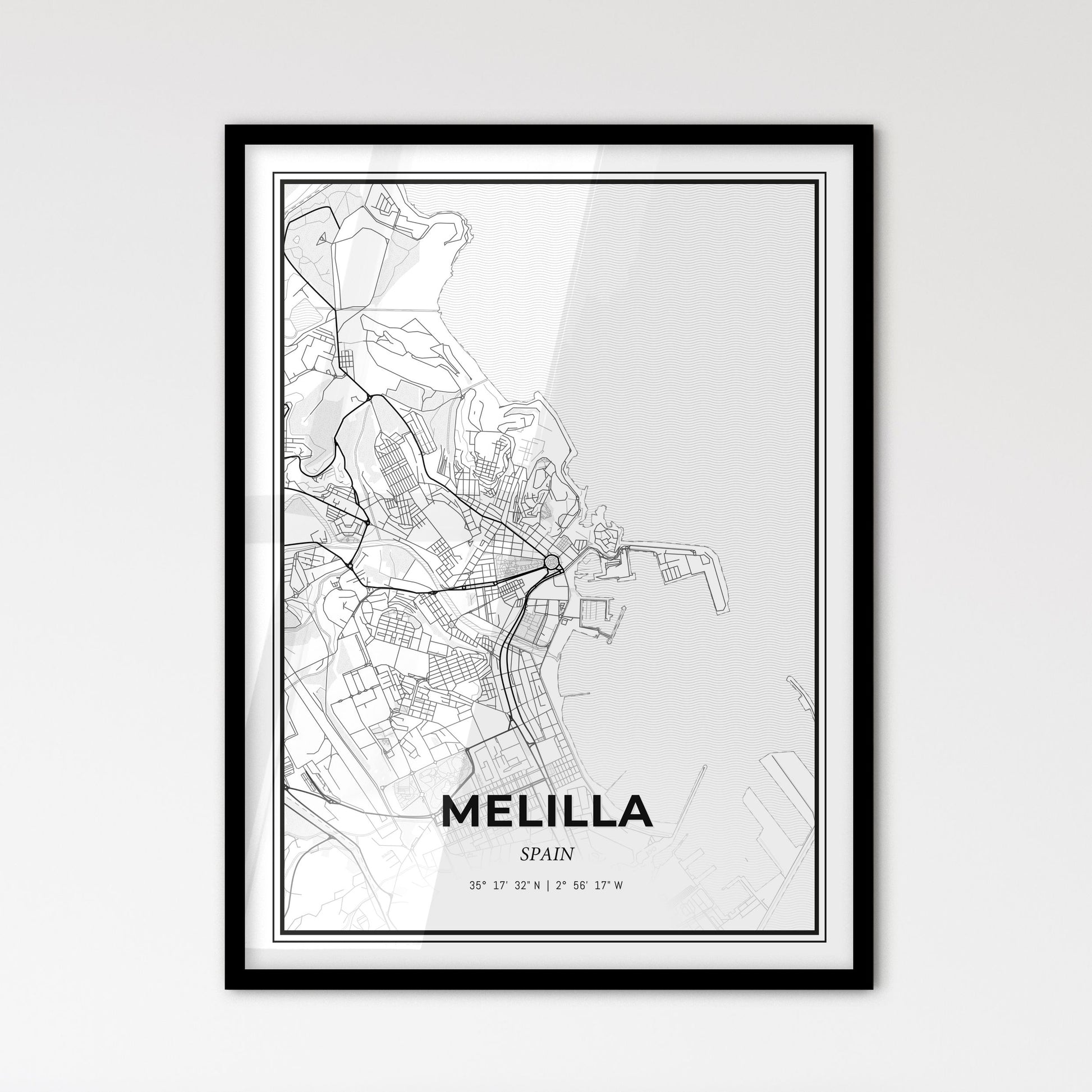 Melilla Spain - Scandinavian Style City Map for Modern Home Decor