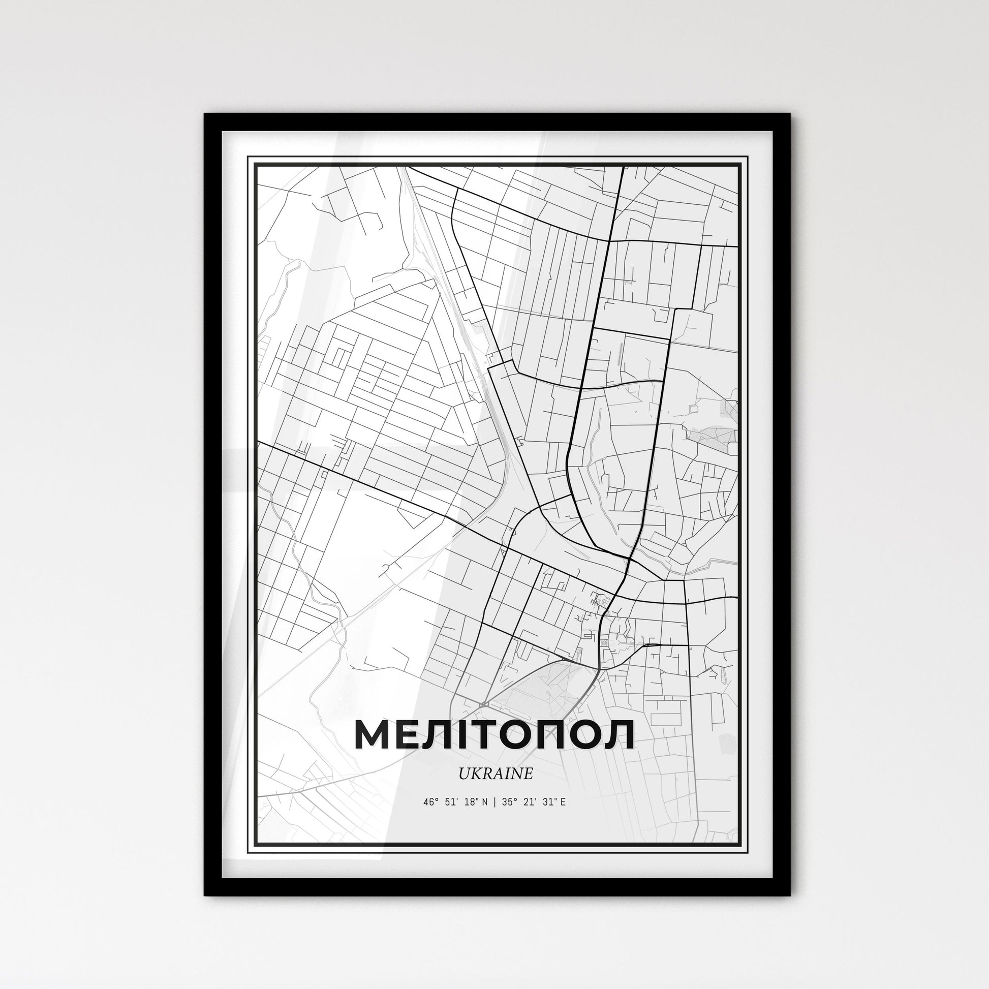 Melitopol Ukraine - Scandinavian Style City Map for Modern Home Decor