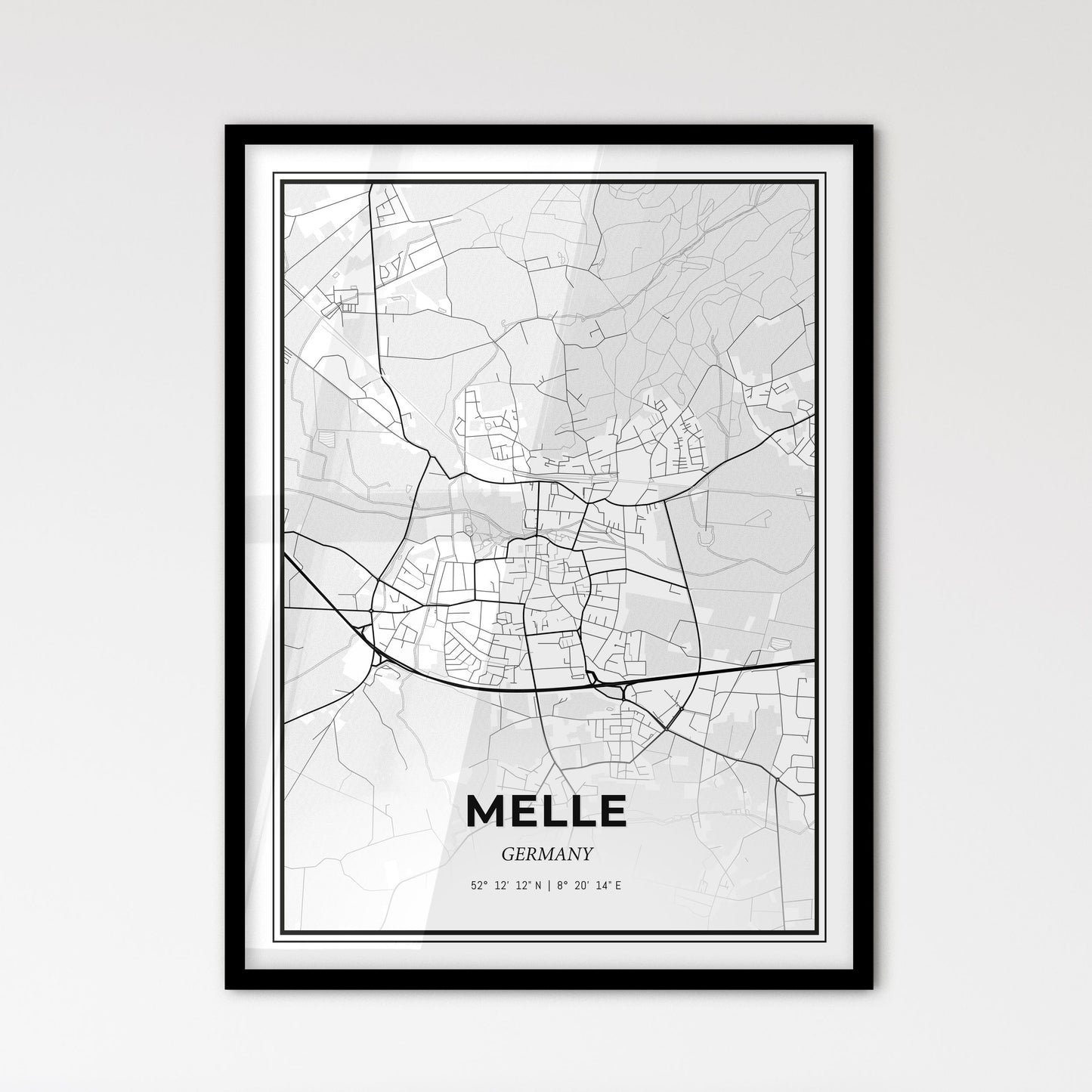 Melle Germany - Scandinavian Style City Map for Modern Home Decor