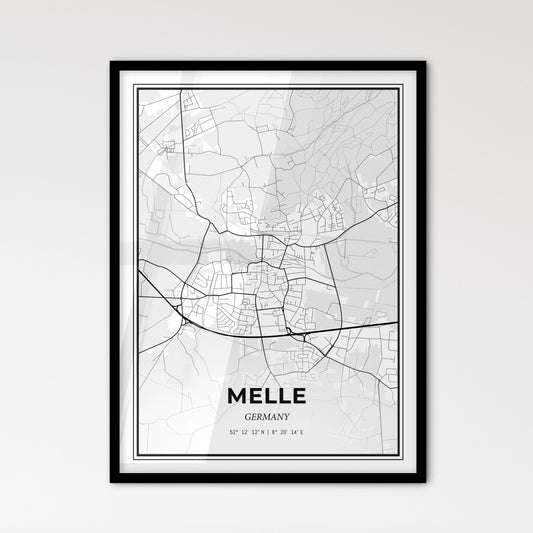 Melle Germany - Scandinavian Style City Map for Modern Home Decor