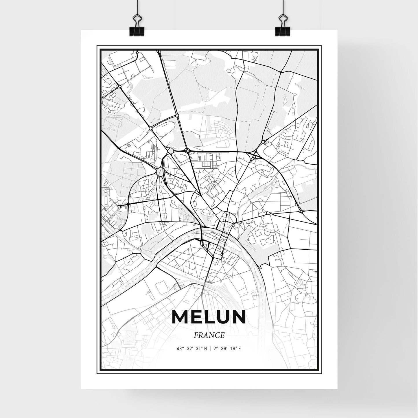 Melun France - Premium City Map Poster