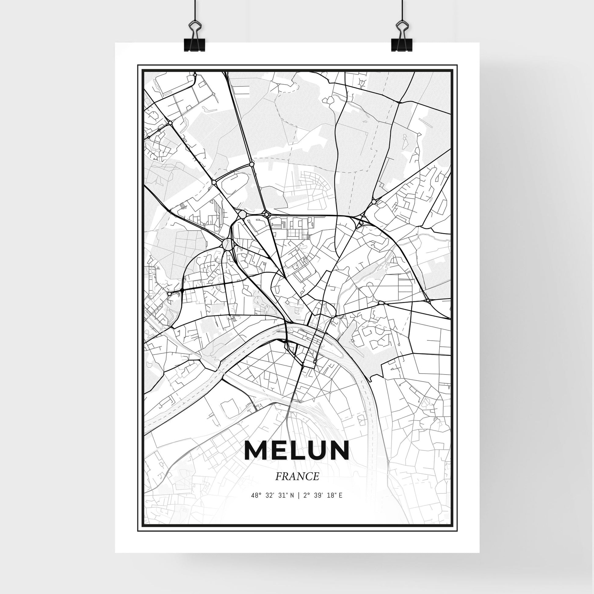 Melun France - Premium City Map Poster