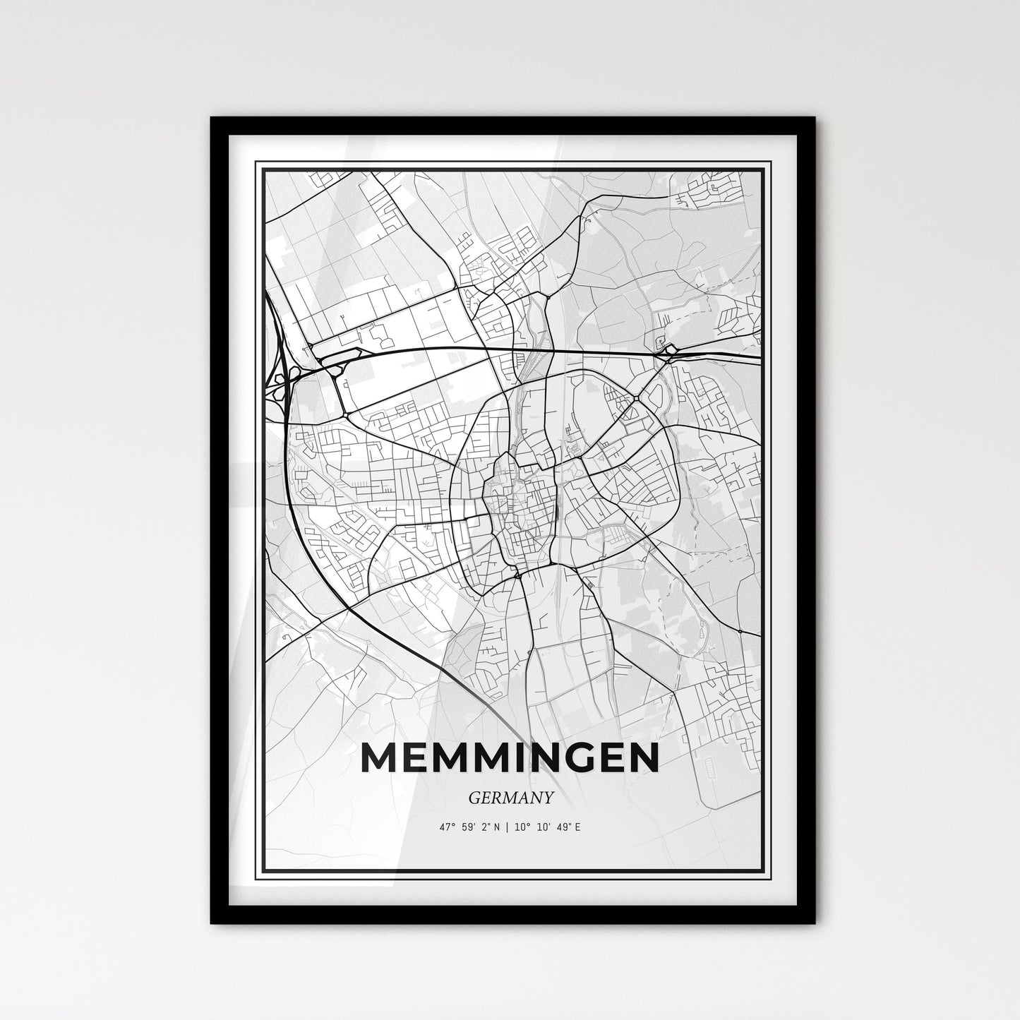 Memmingen Germany - Scandinavian Style City Map for Modern Home Decor