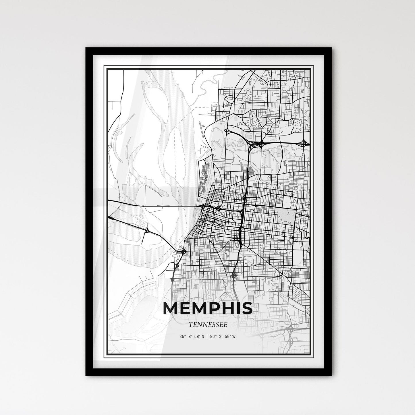 Memphis Tennessee - Scandinavian Style City Map for Modern Home Decor